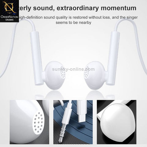 White - WK YA01 3.5mm In-Ear Wired Earphone, Length: 1.2m