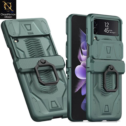 Samsung Galaxy Z Flip 4 5G Cover - Burgundy - GKK Magnetic Hinge Camera Protection Hard Cover With Ring Holder