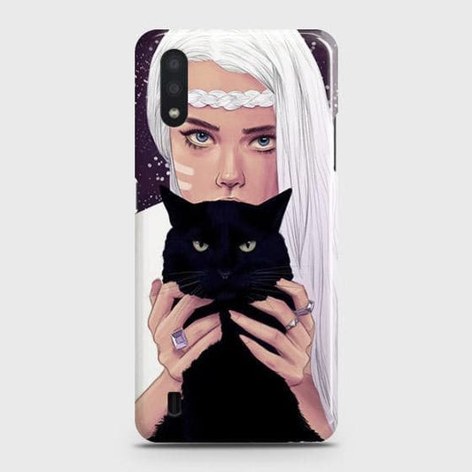 Samsung Galaxy A01 Cover - Trendy Wild Black Cat Printed Hard Case with Life Time Colors Guarantee