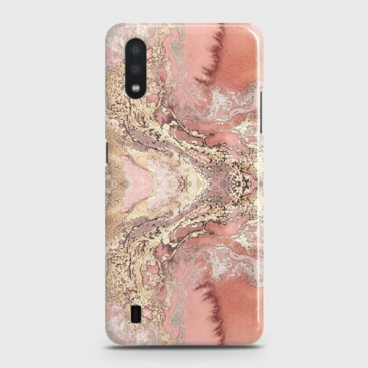 Samsung Galaxy A01 Cover - Trendy Chic Rose Gold Marble Printed Hard Case with Life Time Colors Guarantee