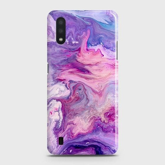 Samsung Galaxy A01 Cover - Chic Blue Liquid Marble Printed Hard Case with Life Time Colors Guarantee