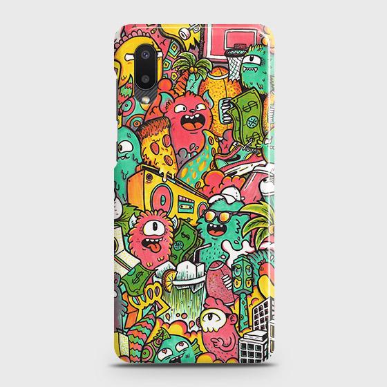 Samsung Galaxy A02 Cover - Matte Finish - Candy Colors Trendy Sticker collage Printed Hard Case with Life Time Colors Guarantee