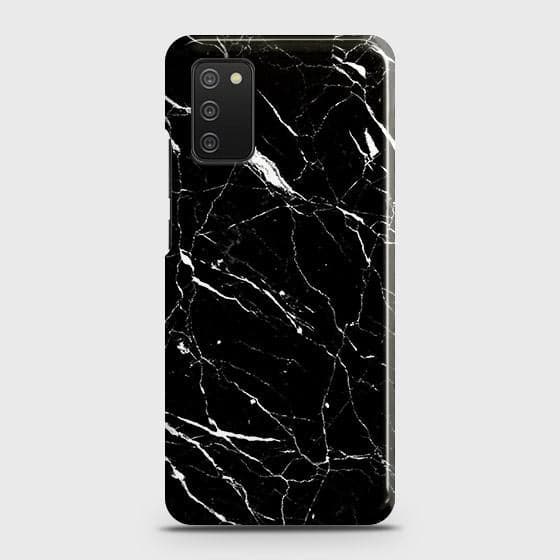 Samsung Galaxy A02s Cover - Trendy Black Marble Printed Hard Case with Life Time Colors Guarantee