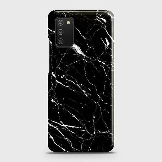 Samsung Galaxy A02s Cover - Trendy Black Marble Printed Hard Case with Life Time Colors Guarantee