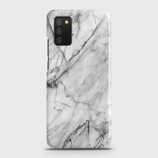 Samsung Galaxy A02s Cover - Matte Finish - Trendy White Marble Printed Hard Case with Life Time Colors Guarantee