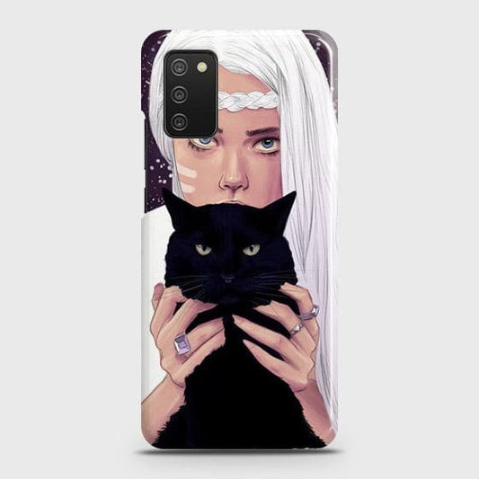 Samsung Galaxy A03s Cover - Trendy Wild Black Cat Printed Hard Case with Life Time Colors Guarantee