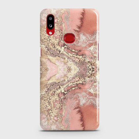 Samsung Galaxy A10s Cover - Trendy Chic Rose Gold Marble Printed Hard Case with Life Time Colors Guarantee