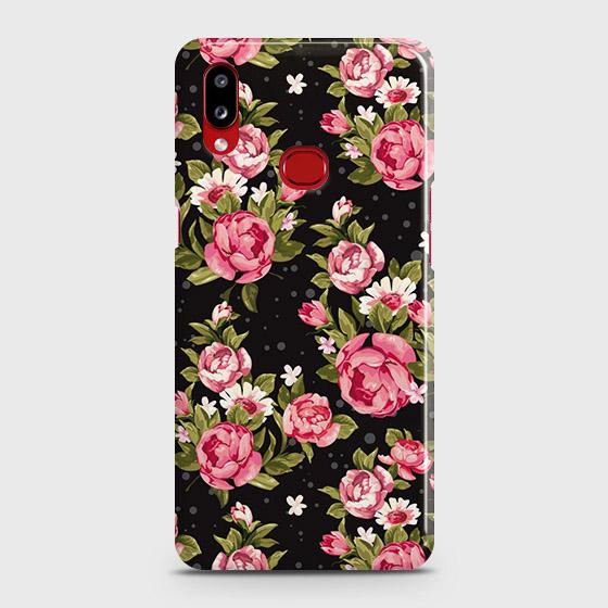 Samsung Galaxy A10s Cover - Trendy Pink Rose Vintage Flowers Printed Hard Case with Life Time Colors Guarantee
