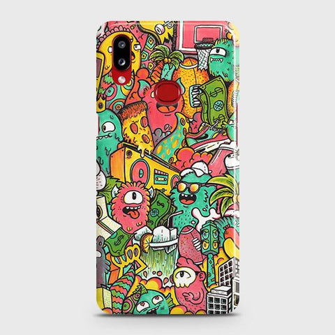 Samsung Galaxy A10s Cover - Matte Finish - Candy Colors Trendy Sticker Collage Printed Hard Case with Life Time Colors Guarantee