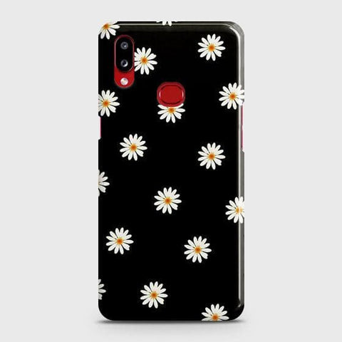 Samsung Galaxy A10s  Cover - Matte Finish - White Bloom Flowers with Black Background Printed Hard Case with Life Time Colors Guarantee