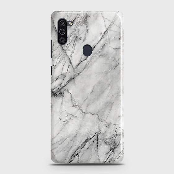 Samsung Galaxy A11 Cover - Matte Finish - Trendy White Marble Printed Hard Case with Life Time Colors Guarantee