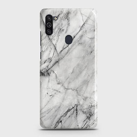 Samsung Galaxy A11 Cover - Matte Finish - Trendy White Marble Printed Hard Case with Life Time Colors Guarantee