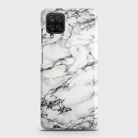 Samsung Galaxy A12 Cover - Matte Finish - Trendy Mysterious White Marble Printed Hard Case with Life Time Colors Guarantee ( Fast Delivery )