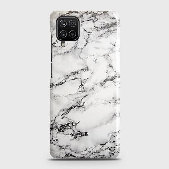 Samsung Galaxy A12 Nacho Cover - Matte Finish - Trendy Mysterious White Marble Printed Hard Case with Life Time Colors Guarantee ( Fast Delivery )