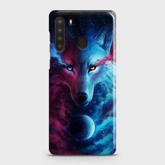Samsung Galaxy A21 Cover - Infinity Wolf Trendy Printed Hard Case with Life Time Colors Guarantee