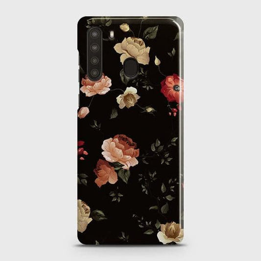 Samsung Galaxy A21 Cover - Matte Finish - Dark Rose Vintage Flowers Printed Hard Case with Life Time Colors Guarantee b62