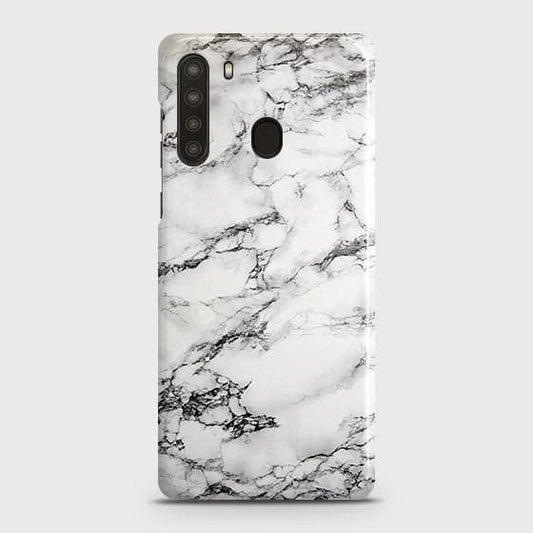 Samsung Galaxy A21 Cover - Matte Finish - Trendy Mysterious White Marble Printed Hard Case with Life Time Colors Guarantee