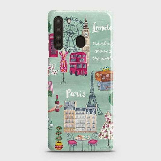 Samsung Galaxy A21 Cover - Matte Finish - London, Paris, New York ModernPrinted Hard Case with Life Time Colors Guarantee