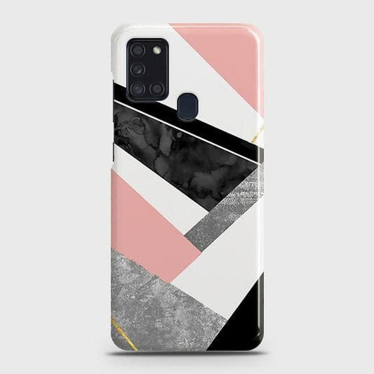 Samsung Galaxy A21s Cover - Matte Finish - Geometric Luxe Marble Trendy Printed Hard Case with Life Time Colors Guarantee