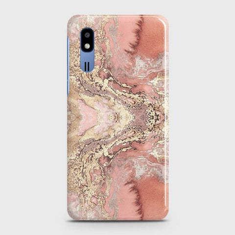 Samsung Galaxy A2 Core Cover - Trendy Chic Rose Gold Marble Printed Hard Case with Life Time Colors Guarantee