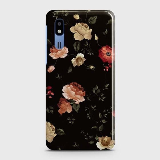 Samsung Galaxy A2 Core Cover - Matte Finish - Dark Rose Vintage Flowers Printed Hard Case with Life Time Colors Guarantee