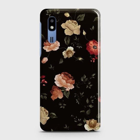 Samsung Galaxy A2 Core Cover - Matte Finish - Dark Rose Vintage Flowers Printed Hard Case with Life Time Colors Guarantee (Fast Delivery)