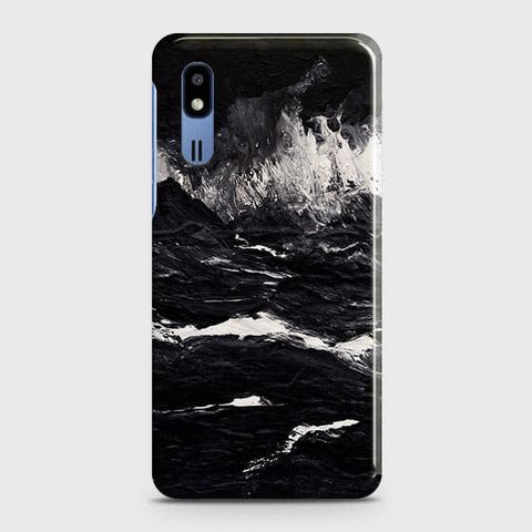 Samsung Galaxy A2 Core Cover - Black Ocean Marble Trendy Printed Hard Case with Life Time Colors Guarantee