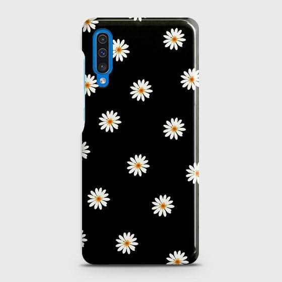 Samsung Galaxy A30s Cover - Matte Finish - White Bloom Flowers with Black Background Printed Hard Case with Life Time Colors Guarantee