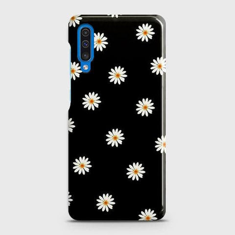 Samsung Galaxy A30s Cover - Matte Finish - White Bloom Flowers with Black Background Printed Hard Case with Life Time Colors Guarantee