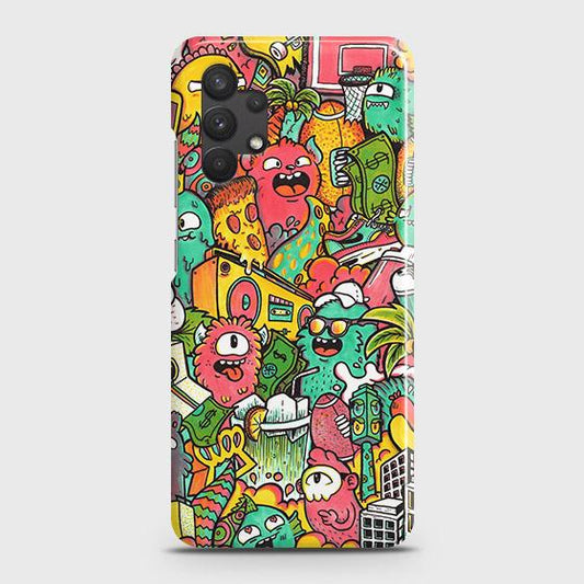 Samsung Galaxy A32 4G Cover - Matte Finish - Candy Colors Trendy Sticker Collage Printed Hard Case with Life Time Colors Guarantee