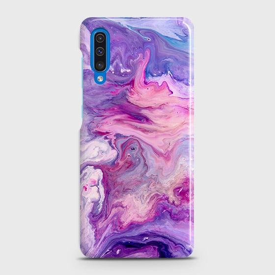 Samsung Galaxy A50s Cover - Chic Blue Liquid Marble Printed Hard Case with Life Time Colors Guarantee