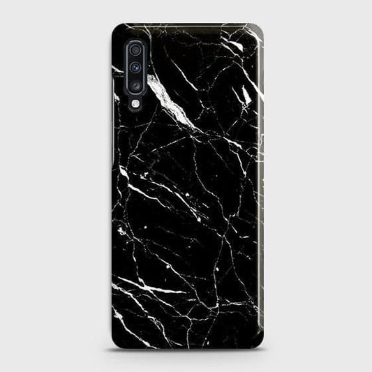 Samsung Galaxy A70 Cover - Trendy Black Marble Printed Hard Case with Life Time Colors Guarantee