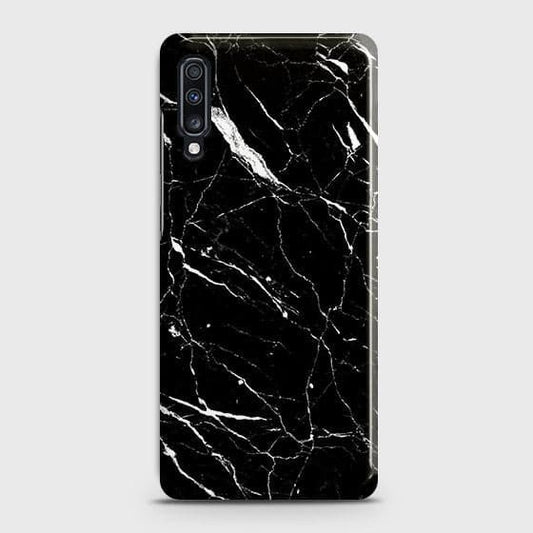 Samsung Galaxy A70s Cover - Trendy Black Marble Printed Hard Case with Life Time Colors Guarantee