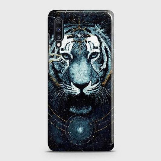 Samsung Galaxy A70s Cover - Vintage Galaxy Tiger Printed Hard Case with Life Time Colors Guarantee