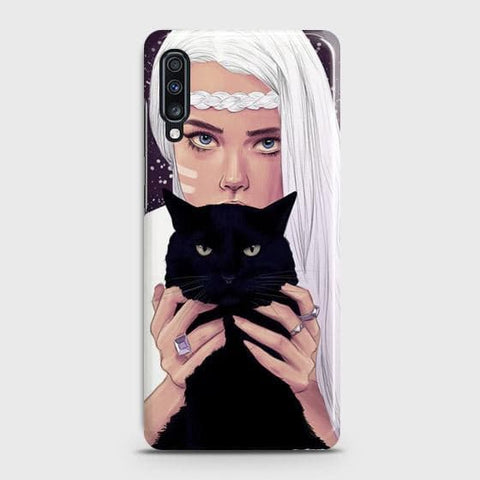 Samsung Galaxy A70 Cover - Trendy Wild Black Cat Printed Hard Case with Life Time Colors Guarantee(1)
