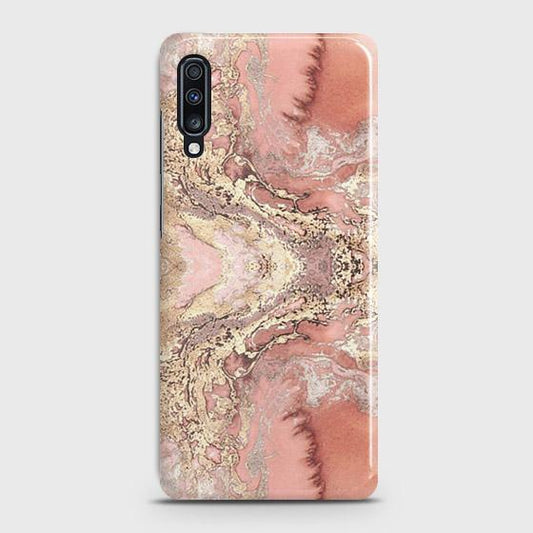 Samsung Galaxy A70s Cover - Trendy Chic Rose Gold Marble Printed Hard Case with Life Time Colors Guarantee
