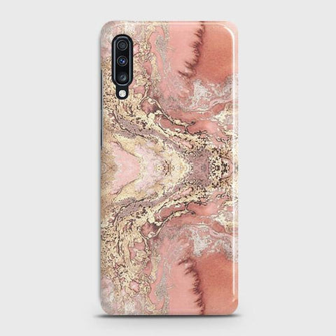 Samsung Galaxy A70s Cover - Trendy Chic Rose Gold Marble Printed Hard Case with Life Time Colors Guarantee