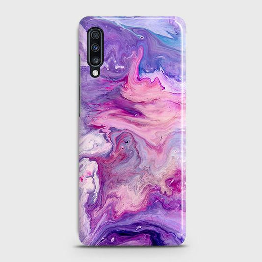 Samsung Galaxy A70s Cover - Chic Blue Liquid Marble Printed Hard Case with Life Time Colors Guarantee