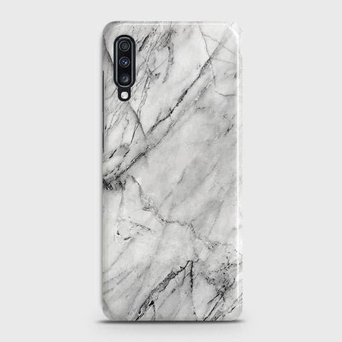 Samsung Galaxy A70 Cover - Matte Finish - Trendy White Floor Marble Printed Hard Case with Life Time Colors Guarante