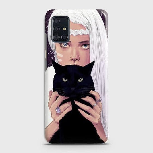 Samsung Galaxy A71 Cover - Trendy Wild Black Cat Printed Hard Case with Life Time Colors Guarantee