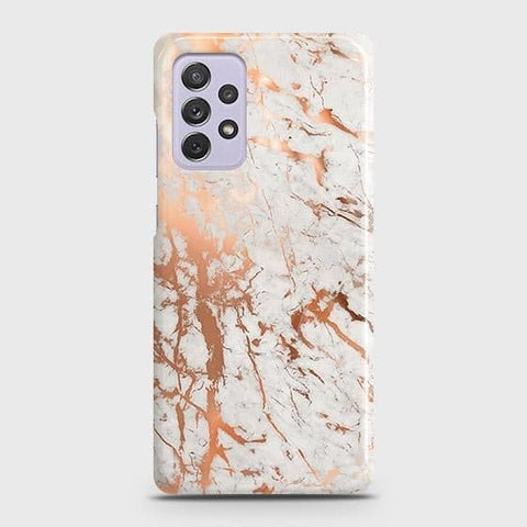 Samsung Galaxy A72 Cover - In Chic Rose Gold Chrome Style Printed Hard Case with Life Time Colors Guarantee