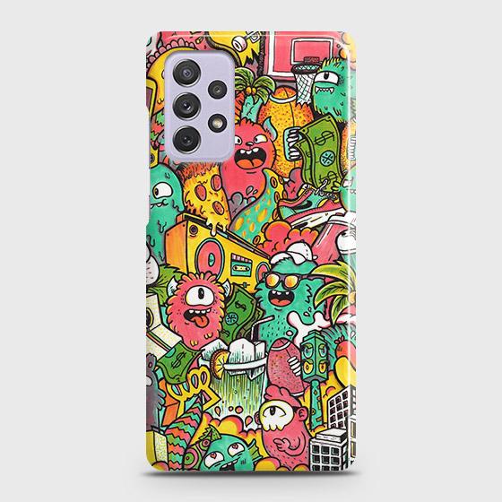 Samsung Galaxy A72 Cover - Matte Finish - Candy Colors Trendy Sticker collage Printed Hard Case with Life Time Colors Guarantee