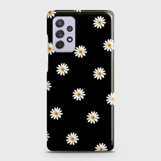 Samsung Galaxy A72 Cover - Matte Finish - White Bloom Flowers with Black Background Printed Hard Case with Life Time Colors Guarantee