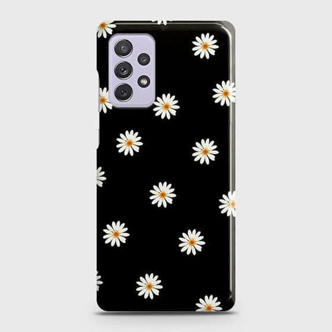 Samsung Galaxy A72 Cover - Matte Finish - White Bloom Flowers with Black Background Printed Hard Case with Life Time Colors Guarantee