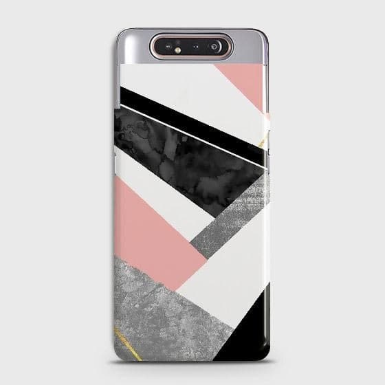 Samsung Galaxy A80 Cover - Matte Finish - Geometric Luxe Marble Trendy Printed Hard Case with Life Time Colors Guarantee