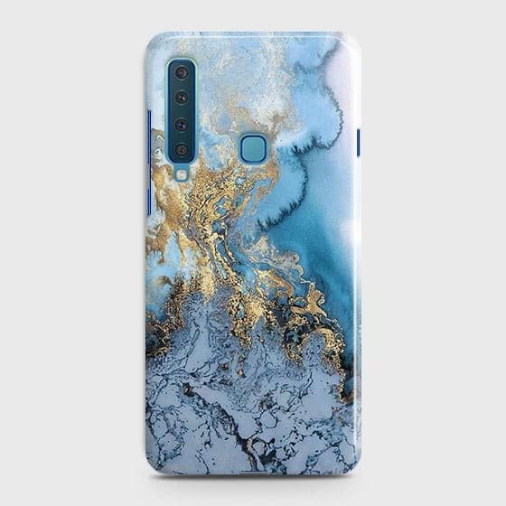 Samsung Galaxy A9 Star Pro Cover - Trendy Golden & Blue Ocean Marble Printed Hard Case with Life Time Colors Guarantee