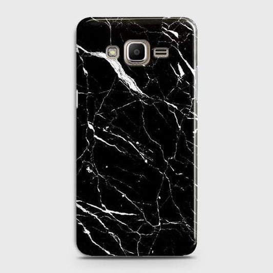 Samsung Galaxy J7 Core / Nxt Cover - Trendy Black Marble Printed Hard Case with Life Time Colors Guarantee
