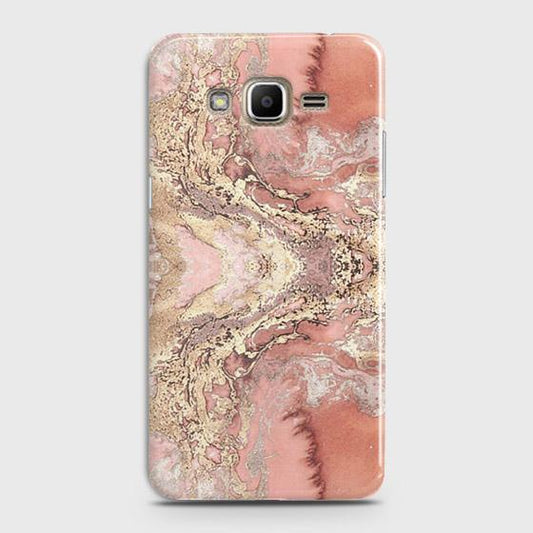 Samsung Galaxy J7 Core / Nxt Cover - Trendy Chic Rose Gold Marble Printed Hard Case with Life Time Colors Guarantee
