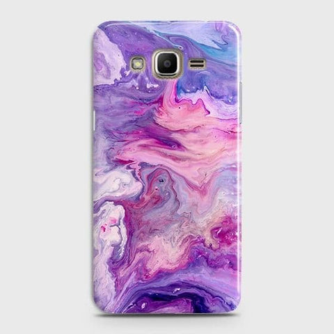 Samsung Galaxy J7 Core / Nxt Cover - Chic Blue Liquid Marble Printed Hard Case with Life Time Colors Guarantee