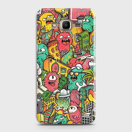 Samsung Galaxy J7 Core / Nxt Cover - Matte Finish - Candy Colors Trendy Sticker Collage Printed Hard Case with Life Time Colors Guarantee